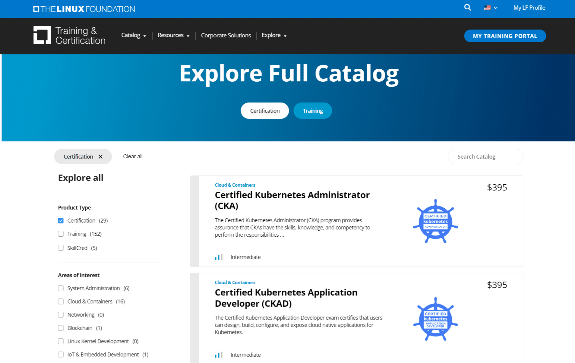 Linux foundation certification catalog