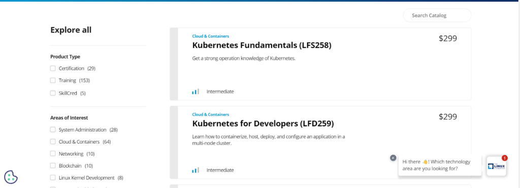 linux foundation course catalogs